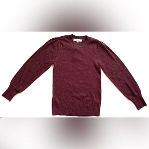 NWT LOFT Puff Sleeve Shimmer Sweater Maroon Size M Petite